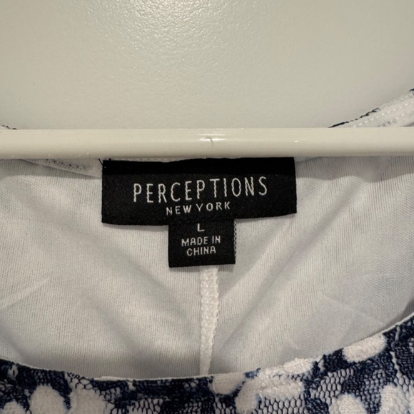 Perceptions Sleevelesss Short Blue and White Lace Dress Size L - Picture 4 of 10